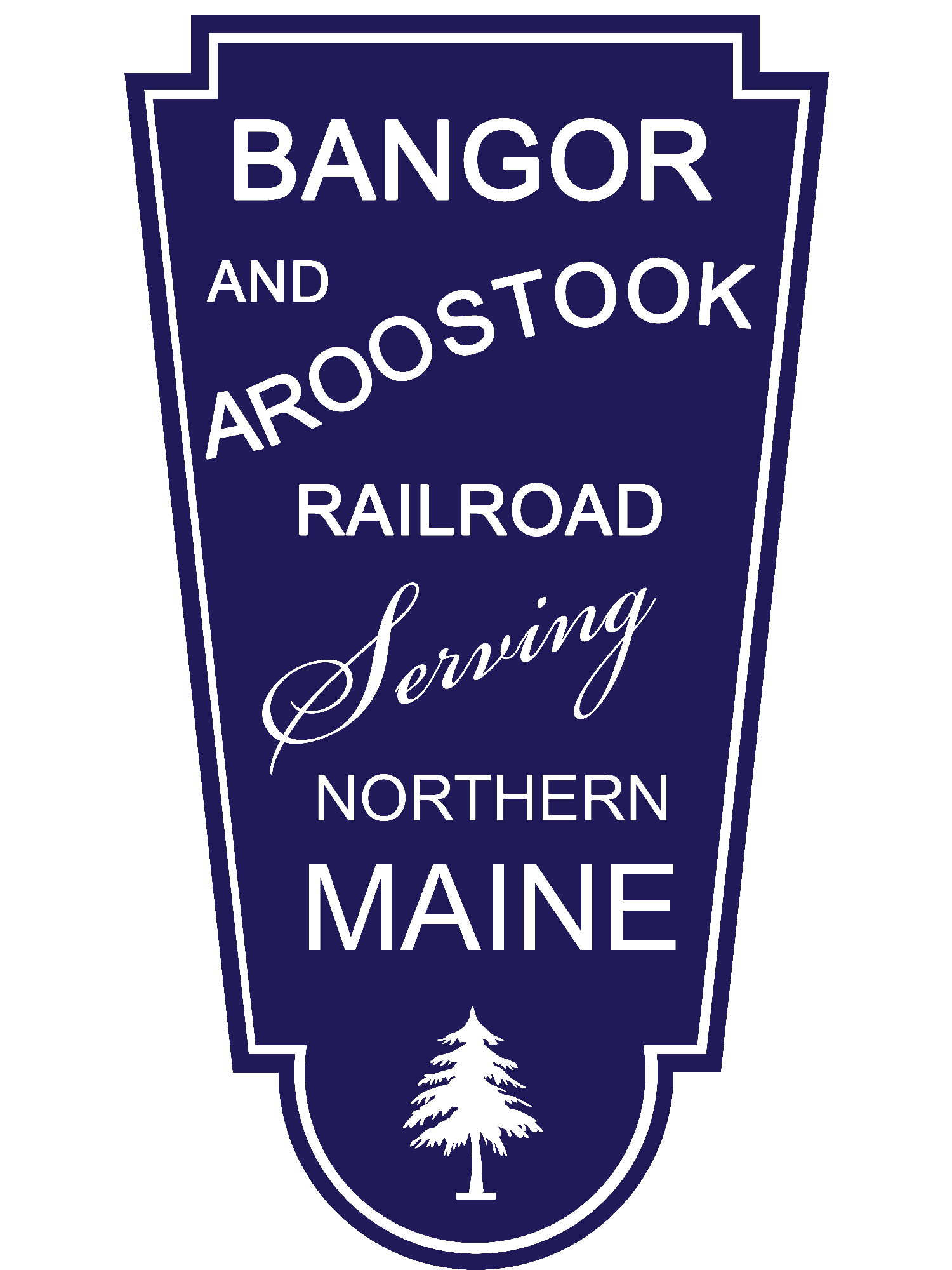 The BAR "Serving Northern Maine" shield; white lettering and
border on a blue shield