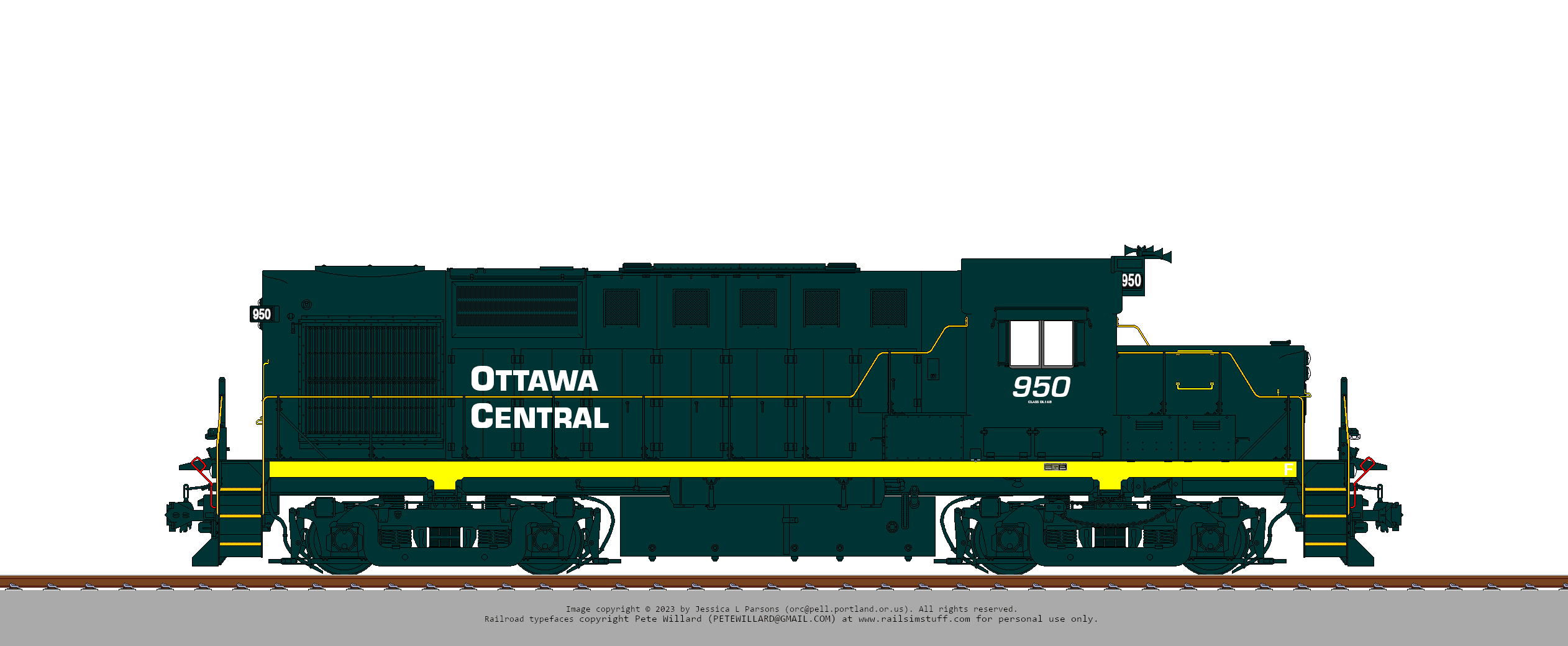 Ottawa Central RS-18m #950 in Penn Central black